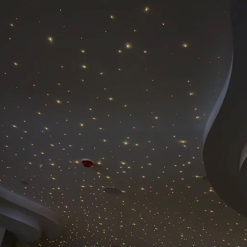 แผงเพดานดาวไฟเบอร์ออปติก RGB สไตล์โมเดิร์นยิปซั่ม 7 สีสำหรับห้องนั่งเล่น