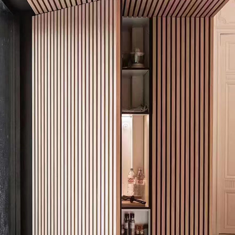 แผงผนังไม้ระแนง Spesonic สำหรับภายในตัดเสียงรบกวนอะคูสติกตกแต่ง 3D ดูดซับเสียงผนัง Akupanel